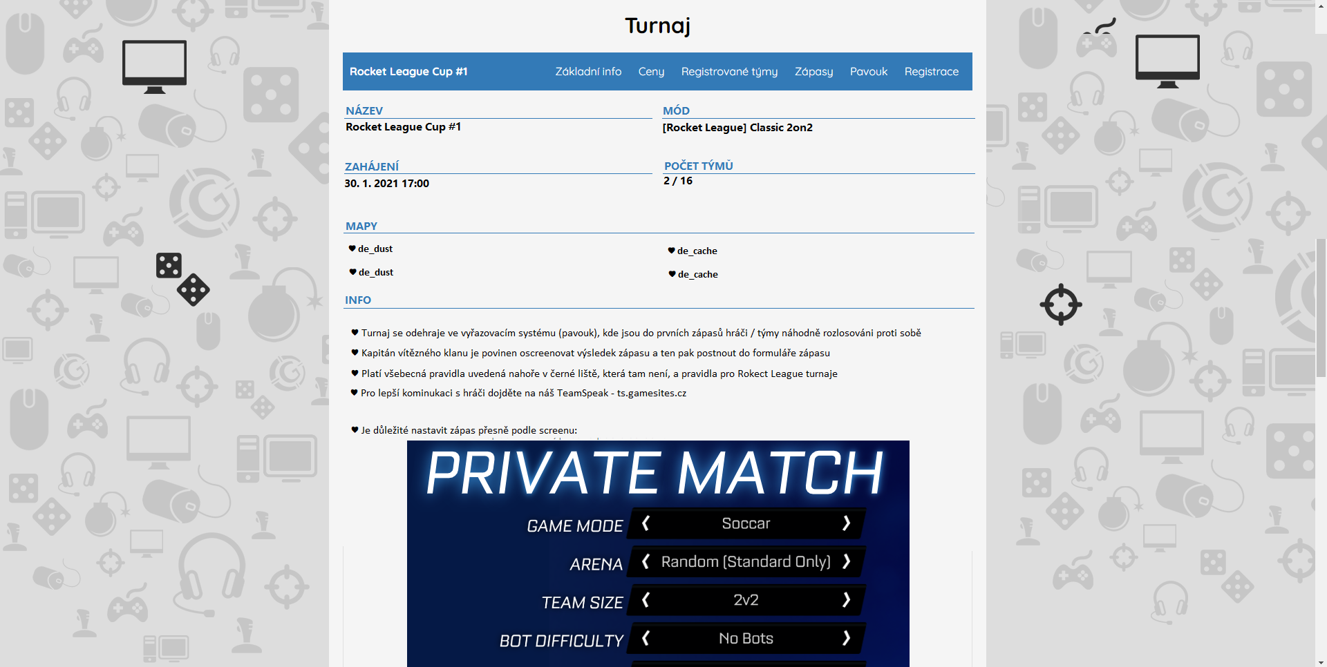 Design herního turnaje