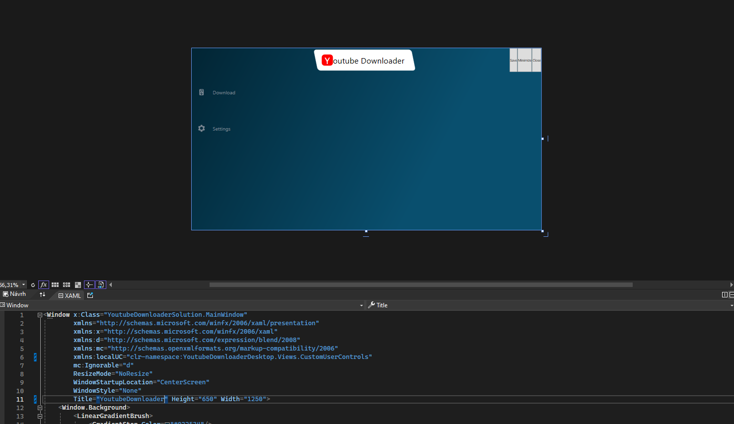 Obrázek IDE hlavního okna